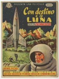 8s223 DESTINATION MOON Spanish herald 1953 Robert A. Heinlein, different art of rocket & astronauts!