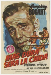 8s239 HARDER THEY FALL Spanish herald R1960s cool Jano art of Humphrey Bogart over boxing match!