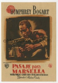 8s263 PASSAGE TO MARSEILLE Spanish herald 1948 close up art of Humphrey Bogart with machine gun!