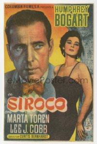 8s276 SIROCCO Spanish herald 1952 different image of Humphrey Bogart & sexy Marta Toren!!