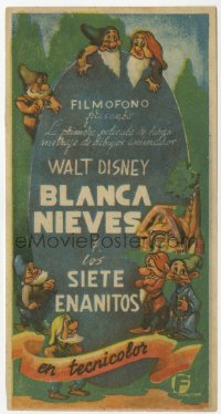 8s277 SNOW WHITE & THE SEVEN DWARFS Spanish herald 1941 Disney cartoon classic, different art!