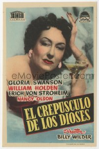 8s281 SUNSET BOULEVARD Spanish herald 1952 close up of Gloria Swanson with drink, Billy Wilder!