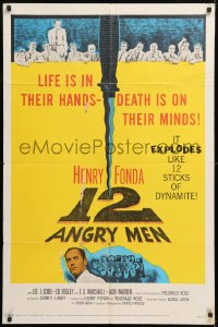 8t003 12 ANGRY MEN 1sh 1957 Henry Fonda, Sidney Lumet jury classic, life is in their hands