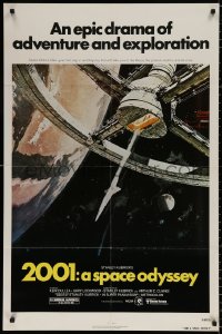 8t007 2001: A SPACE ODYSSEY 1sh R1980 Stanley Kubrick, art of space wheel by Bob McCall!