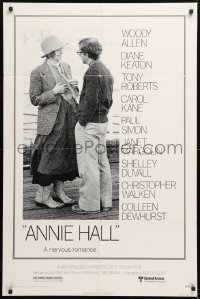 8t041 ANNIE HALL 1sh 1977 full-length Woody Allen & Diane Keaton in a nervous romance!