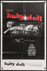 8t051 BABY DOLL 1sh R1970 Elia Kazan, classic image of sexy troubled teen Carroll Baker!