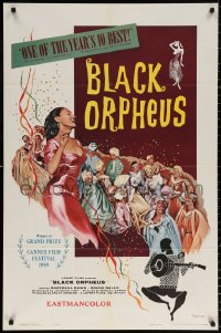8t094 BLACK ORPHEUS 1sh 1960 Marcel Camus' Orfeu Negro, art of Marpessa Dawn at Carnival!