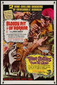 8t101 BLOODY PIT OF HORROR/TERROR-CREATURES FROM GRAVE 1sh 1967 bone-chilling, unbearable horror!