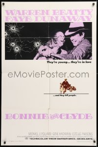 8t105 BONNIE & CLYDE 1sh 1967 notorious crime duo Warren Beatty & Faye Dunaway, Arthur Penn!