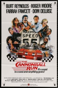 8t132 CANNONBALL RUN int'l 1sh 1981 Burt Reynolds, Farrah Fawcett, Drew Struzan car racing art!