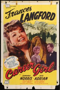 8t136 CAREER GIRL 1sh 1944 great smiling close up of pretty Frances Langford!