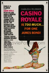 8t140 CASINO ROYALE 1sh 1967 all-star James Bond spy spoof, psychedelic art by Robert McGinnis!