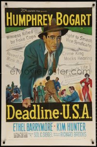 8t205 DEADLINE-U.S.A. 1sh 1952 newspaper editor Humphrey Bogart, best journalism movie ever!