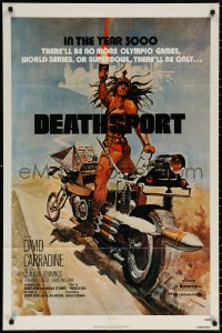 8t211 DEATHSPORT 1sh 1978 David Carradine, cool art of futuristic battle motorcycle!