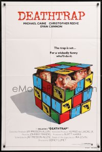 8t213 DEATHTRAP style B int'l 1sh 1982 Chris Reeve, Michael Caine & Dyan Cannon in Rubik's Cube!