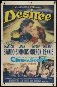 8t219 DESIREE 1sh 1954 great artwork of Marlon Brando & pretty Jean Simmons!