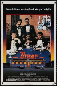 8t232 DINER 1sh 1982 Barry Levinson, Kevin Bacon, Daniel Stern, Mickey Rourke, art by Joe Garnett!