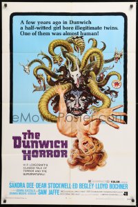 8t256 DUNWICH HORROR 1sh 1970 AIP, art of multi-headed monster attacking woman by Reynold Brown!
