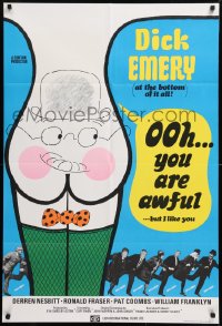 8t658 OOH YOU ARE AWFUL English 1sh 1972 Cliff Owen, English, wacky cartoon artwork of rear w/face!