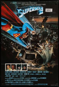 8t859 SUPERMAN II English 1sh 1981 Christopher Reeve, Terence Stamp, great Goozee art over NYC!