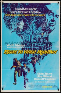 8t278 ESCAPE TO WITCH MOUNTAIN 1sh 1975 Disney, they're in a world where they don't belong!