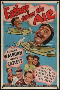 8t292 FATHER TAKES THE AIR 1sh 1951 Raymond Walburn, Walter Catlett, art of wacky aircraft!