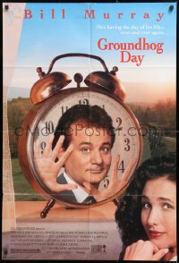 8t374 GROUNDHOG DAY DS 1sh 1993 Bill Murray, Andie MacDowell, directed by Harold Ramis!