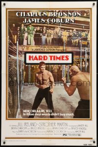 8t386 HARD TIMES style B 1sh 1975 Walter Hill, best c/u of barechested fighter Charles Bronson!