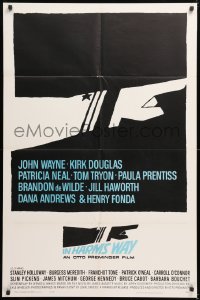 8t443 IN HARM'S WAY 1sh 1965 Otto Preminger, classic Saul Bass pointing hand artwork!