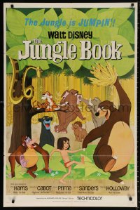 8t479 JUNGLE BOOK 1sh 1967 Walt Disney cartoon classic, great image of Mowgli & friends!