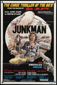 8t482 JUNKMAN 1sh 1982 junk cars to movie stars, over 150 cars destroyed, cool art by Jensen!