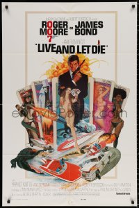 8t519 LIVE & LET DIE East Hemi 1sh 1973 Moore as James Bond by Robert McGinnis, no-TA logo design!