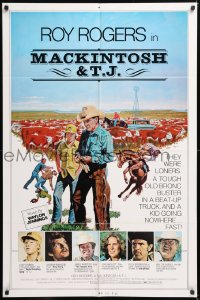 8t537 MACKINTOSH & T.J. 1sh 1975 Robert Tanenbaum art of cowboy Roy Rogers in his last movie!
