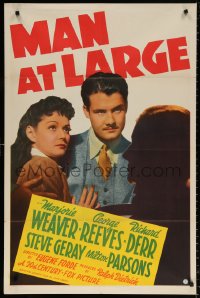 8t545 MAN AT LARGE 1sh 1941 FBI agent George Reeves gets Marjorie Weaver & stops German spies!