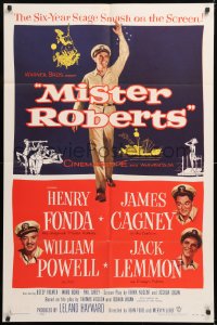 8t591 MISTER ROBERTS 1sh 1955 Henry Fonda, James Cagney, William Powell, Jack Lemmon, John Ford!