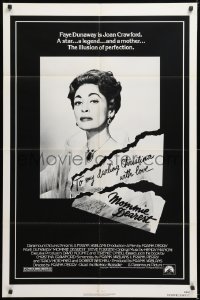 8t593 MOMMIE DEAREST 1sh 1981 great portrait of Faye Dunaway as legendary actress Joan Crawford!