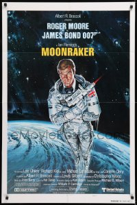 8t600 MOONRAKER style A int'l teaser 1sh 1979 art of Roger Moore as Bond in space by Goozee!