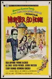 8t614 MUNSTER GO HOME 1sh 1966 Fred Gwynne, Yvonne De Carlo, Al Lewis, feature film from TV show!