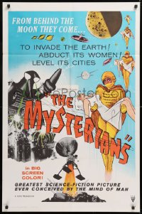 8t623 MYSTERIANS 1sh 1959 they're abducting Earth's women & leveling its cities, RKO printing!