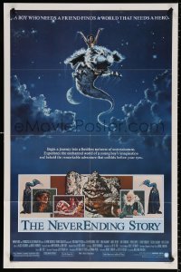 8t632 NEVERENDING STORY 1sh 1984 Wolfgang Petersen, fantasy art of Falcor & cast by Ezra Tucker!