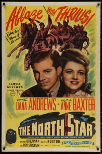 8t644 NORTH STAR 1sh R1947 romantic Dana Andrews & lovable Anne Baxter, ablaze with thrills!