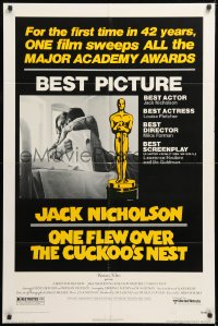 8t655 ONE FLEW OVER THE CUCKOO'S NEST awards 1sh 1975 c/u of Nicholson, Forman classic!