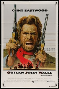 8t661 OUTLAW JOSEY WALES studio style 1sh 1976 Clint Eastwood is an army of one, Roy Anderson art!