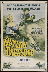8t664 OUTLAW TREASURE 1sh 1955 sexy blonde hellcat Adele Jergens in western adventure!