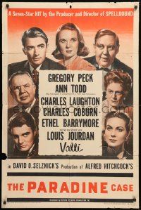 8t673 PARADINE CASE 1sh 1948 Alfred Hitchcock, Gregory Peck, Todd, Laughton & top cast!