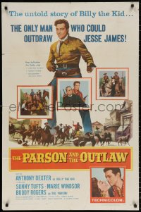 8t676 PARSON & THE OUTLAW 1sh 1957 Anthony Dexter stars in the untold story of Billy the Kid!