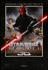 8t690 PHANTOM MENACE int'l advance DS 1sh R2012 Star Wars Episode I in 3-D, different image of Darth Maul!