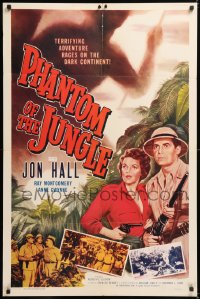 8t691 PHANTOM OF THE JUNGLE 1sh 1955 Jon Hall & Anne Gwynne have terrifying adventures in Africa!