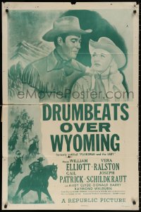 8t698 PLAINSMAN & THE LADY 1sh R1954 Wild Bill Elliott & Vera Ralston, Drumbeats Over Wyoming!