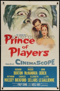 8t712 PRINCE OF PLAYERS 1sh 1955 Richard Burton as Edwin Booth, perhaps greatest stage actor ever!